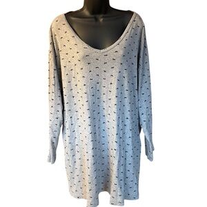 Victoria's Secret 100% Cotton Dog Patterned Gray Long Sleeve Pajama Dress